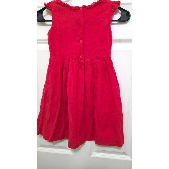 Mini Boden Girls Red Sleeveless Dress With Rosette Appliques Button Back Closure - Picture 3 of 8